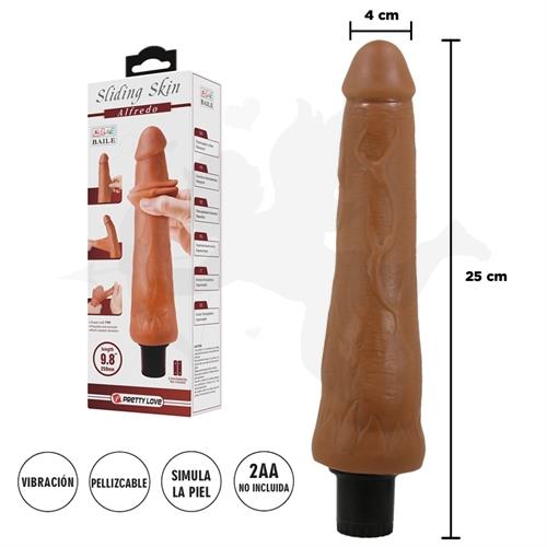 Vibrador color piel deslizante realista, vibraciones de varias velocidades y material TPR